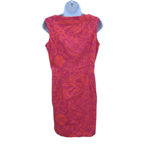 Vintage Womens 8 Pink Tropical Floral Shift Dress Retro Party Casual Corner Bold - Picture 2 of 12